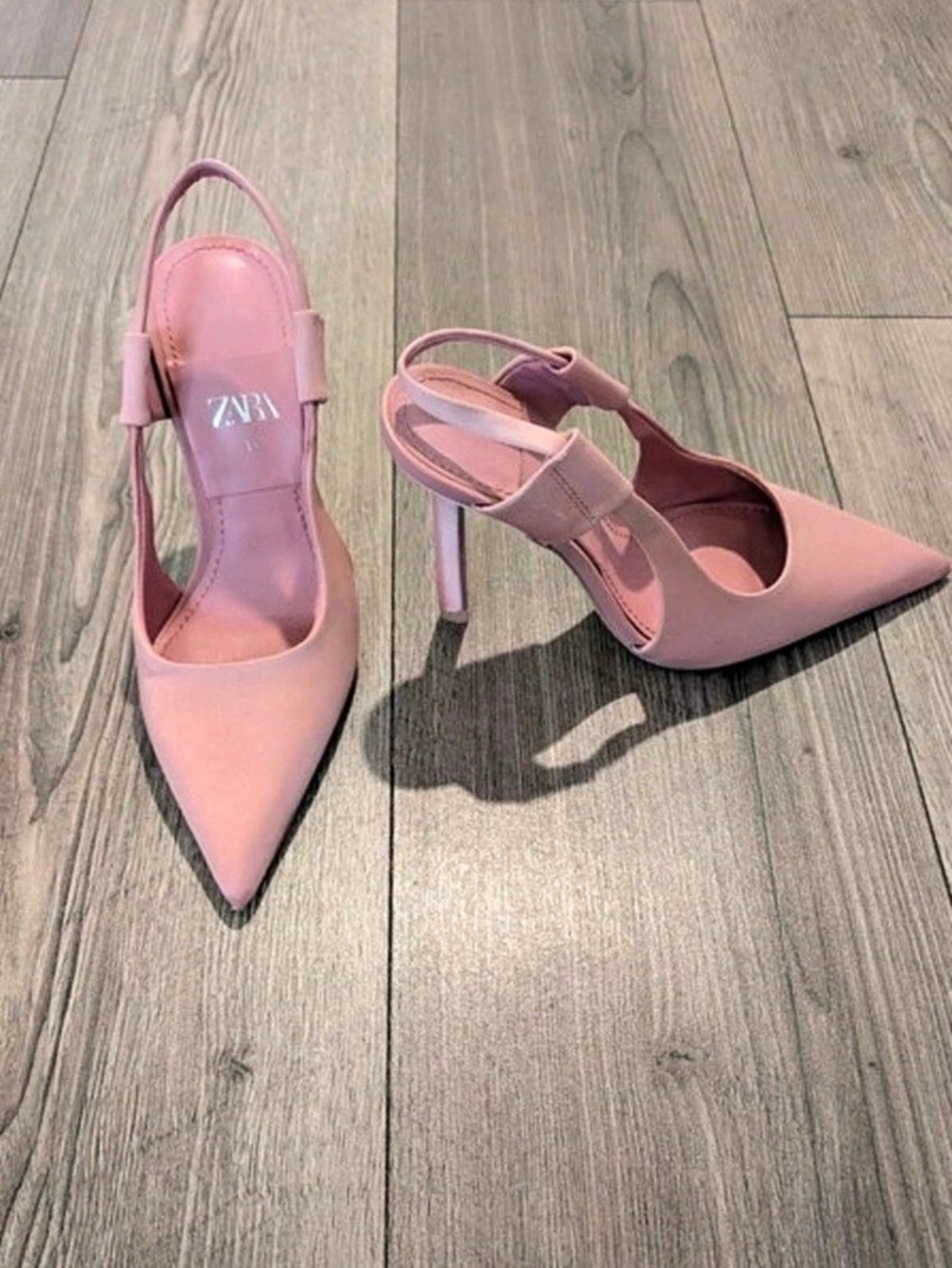 Zara Pointed-Toe Slingback Heels in Pink EU 35